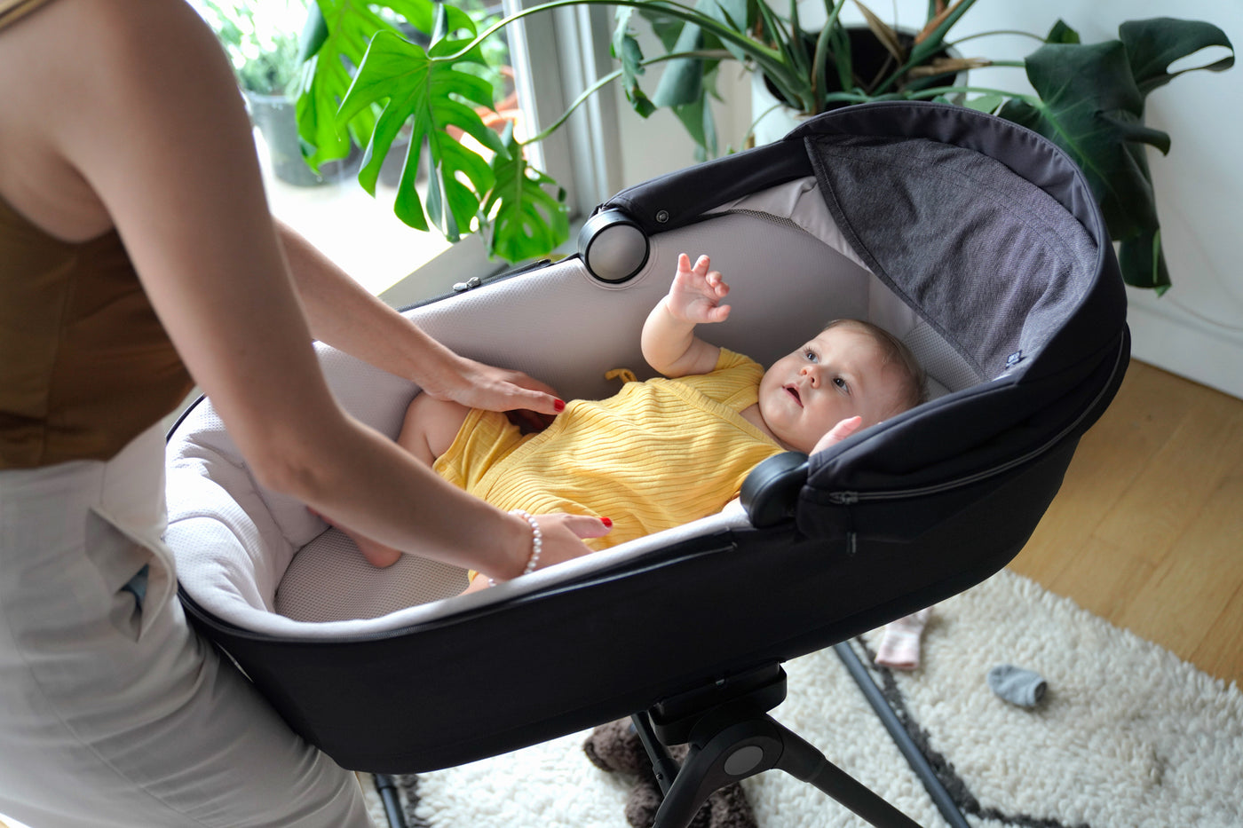  Inglesina Electa - Moisés + soporte para bebés y recién nacidos  de hasta 6 meses, para dormir durante la noche y viajes, con sistema de  control de ventilación, cubierta y dosel